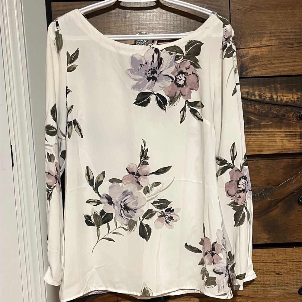 Dynamite White Floral Blouse